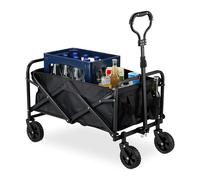 Carrello Mano Carretto Pieghevole 4 Ruote 100 kg Carrellino Giardino Manico Nero