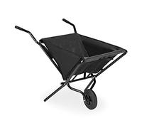 Relaxdays Carriola Pieghevole, Carretto da Giardino, Ruota in Gomma Piena, 46 L, Acciaio Poliestere, 70x112x67 cm, nero