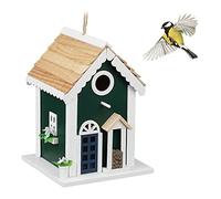 Relaxdays Casa per Uccelli, con Passante, da Appendere, Stile Country House, 25,5x18,5x18,5 cm, per Esterni, Multicolore