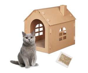 Relaxdays Casetta di cartone per gatti & rifugio