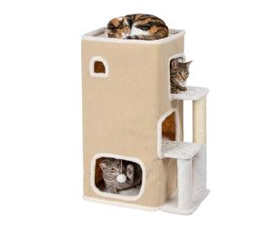 Relaxdays Casetta gatti 3 piani palla & tiragraffi