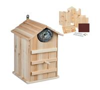 Relaxdays Casetta per Uccelli, Nido per Gufi, Casa Appesa per Uccellini Giardino, HxL: 9,5 x 9,5 cm, in Legno, Naturale
