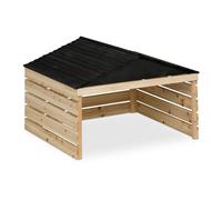 Relaxdays Garage per Tagliaerba Universale, Casetta per Robot Taglia Erba, 52,5x79x74 cm, Tettoia Legno, Naturale Nero