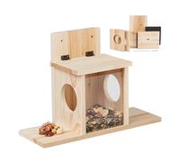 Relaxdays Casetta Mangiatoia per Scoiattoli, da Assemblare, con 2 Ingressi e Superficie di Seduta, Appendere, Naturale, Legno, 24 x 35 x 13 cm