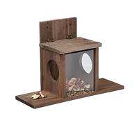 Relaxdays Casetta Mangiatoia per Scoiattoli, in Legno, Appendere, 2 Ingressi e Piattaforma Sosta, 24x35x13 cm, Marrone, 24 x 35 x 13 cm