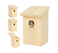 Relaxdays Casetta Nido Set 4 per Passeri e Cince, Foro 32mm, Tetto Apribile, da Appendere, Abete, 22x12x14cm