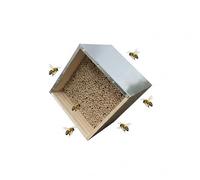 Relaxdays Casetta per api solitarie in Legno con Tetto antiintemperie, canne di giunco, da Appendere, Naturale/Argento 3