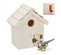 Relaxdays Casetta per gli Uccelli, Nido in Legno per Uccellini Selvatici, Casina Decorativa DIY, 25x23x14 cm, Naturale