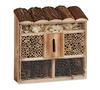 Relaxdays Casetta per insetti da appendere hotel per api casa farfalle legno marezzato HLP: 31 x 30,5 x 9,5 cm, beige