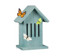 Relaxdays Casetta per Insetti e Farfalle, Butterfly Bee Hotel, Nido per Api da Giardino HxLxP: 25,5x18,5x12 cm, Turchese