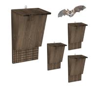 Relaxdays Casetta per Pipistrelli, Set da 4 in Legno Marrone, 34x22,5x12,5 cm