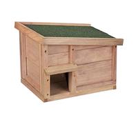 Relaxdays Casetta per Ricci in Legno, Rifugio da Giardino, 2 Camere, 30x40x34 cm, Tana Contro Predatori, Marrone Chiaro