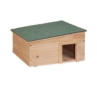Relaxdays Casetta per Ricci in Legno, Rifugio da Giardino, 2 Scomparti, 21,5x40x40 cm, Tana Contro Predatori, Marrone