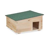 Relaxdays Casetta per Ricci in Legno, Rifugio Giardino, 2 Camere, 21,5x40x40 cm, Tana Anti Predatori, Marrone Naturale