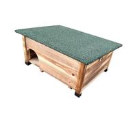 Relaxdays Casetta per Ricci, Ingresso a Labirinto, Tetto Impermeabile, Legno, A x L x P: 25 x 57 x 44 cm, 80%, Marrone, Verde Scuro