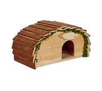Relaxdays Casetta per Ricci, Legno e Muschio, Rifugio per Porcospini da Giardino, 18x34x17 cm, con Pavimento, Marrone, 18 x 34 x 17 cm