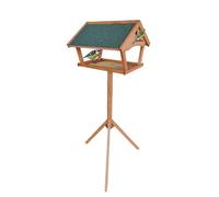 Relaxdays Casetta per Uccelli con Supporto, Alta 137 cm, Tetto Impermeabile, Giardino, in Legno di Abete, Arancione