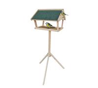 Relaxdays Casetta per Uccelli con Supporto, Alta 137 cm, Tetto Impermeabile, per Giardino e Balcone, Legno Naturale