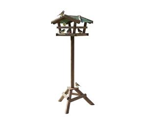 Relaxdays Casetta per Uccelli con Supporto HLP 100 x 37 x 43 cm Nido Uccellini in Legno mangiatoia Tetto Verde Beige