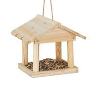 relaxdays Casetta per Uccelli da Appendere, per Giardino & Balcone, Trattato, Mini Mangiatoia, Legno Naturale, 22 x 26 x 22 cm
