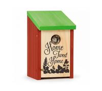 Relaxdays Nido artificiale uccellini HOME TWEET HOME legno, da appendere decorativo HLP: 21,5 x 12 x 15,2 cm rosso verde