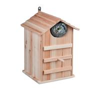 Relaxdays Casetta per Uccelli, Nido in Legno Fiammato, Casa Appesa per Uccellini Giardino, 38,5 x 25 x 28 cm, Naturale