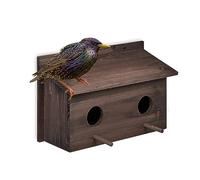 Relaxdays Casetta per Uccelli, Nido in Legno per Uccellini, Casa da Appendere in Giardino, 2 Fori Ingresso 5cm, Marrone, 22 x 35 x 18 cm