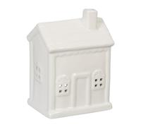 Relaxdays Casetta Portacandele in Ceramica, Casa Luminosa Porta-Tealight, per 1 Candelina, HLP: 12,5 x 9 x 7 cm, Bianco