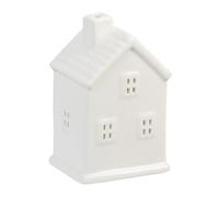 Relaxdays Casetta Portacandele in Ceramica, Casa Luminosa Porta-Tealight, per 1 Candelina, HLP: 12 x 7,5 x 6 cm, Bianco, 12 x 7.5 x 6 cm