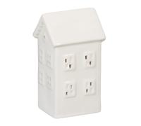 Relaxdays Casetta Portacandele in Ceramica, Casa Luminosa Porta-Tealight, per 1 Candelina, HLP: 12 x 6 x 5,5 cm, Bianco