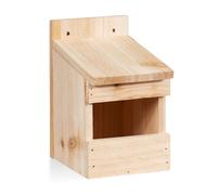 Relaxdays, Naturale Casetta Semiaperta, Nido per Uccellini, da Appendere, Legno non Trattato, Finestra, 20x12x15,5 cm