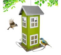Relaxdays Casetta uccelli in metallo da appendere, HxLxP: 26 x 12 x 12 cm, mangiatoia per giardino e balcone, verde