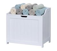Relaxdays Cassa portabiancheria, 80 L, per Biancheria Sporca, Biancheria da Letto, Cassa con Coperchio, MDF, Bianco