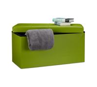 Relaxdays Cassapanca Contenitore, Pouf Pieghevole in Similpelle, HxLxP 38 x 76 x 38 cm, Panca con Coperchio, Verde