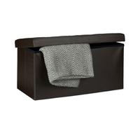 Relaxdays Cassapanca contenitore pouf pieghevole in similpelle 38x76x38 cm Marrone