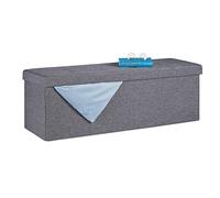 Relaxdays Cassapanca Contenitore 130L, Capiente Panca Imbottita, Pouf Pieghevole con Separatori, Ingresso, Grigio Scuro