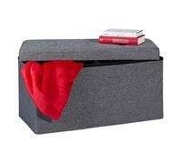 Relaxdays Cassapanca Contenitore, Capiente Panca Imbottita, Pouf Pieghevole con Separatori, 84L, Ingresso, Grigio Scuro, Gommapiuma, 38,5 x 76 x 37 cm