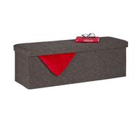 relaxdays Cassapanca Contenitore 130L, Capiente Panca Imbottita, Pouf Pieghevole con Separatori, Ingresso,Marrone-Grigio, Fibra di Legno, 1 pz