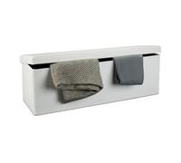 Relaxdays Cassapanca Pieghevole, Sgabello Pouf, Cassa Panca, con Coperchio, HxLxP: 38 x 114 x 38 cm, Baule, Bianco