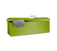 Relaxdays Cassapanca Pieghevole, Sgabello Pouf, Cassa Panca, con Coperchio, HxLxP: 38 x 114 x 38 cm, Baule, Verde