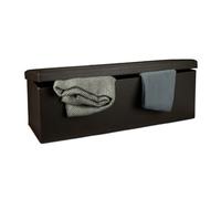 Relaxdays Cassapanca Pieghevole, Sgabello Pouf, Cassa Panca, con Coperchio, HxLxP: 38 x 114 x 38 cm, Baule, Marrone