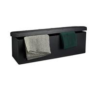 Relaxdays Cassapanca Pieghevole, Sgabello Pouf, Cassa Panca, con Coperchio, HxLxP: 38 x 114 x 38 cm, Baule, Nero