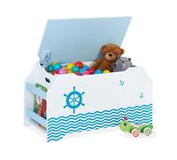 Cassapanca portagiochi cameretta bambini baule organizer marino mare blu bianco
