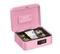 Relaxdays Cassetta con Combinazione, 3 Cifre, Porta Soldi, Valigetta in Ferro, Portavalori, 8,5x20x17 cm, Rosa