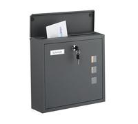 Relaxdays Cassetta della Posta a Parete, Buca Porta Lettere con Chiave e Finestre, Mailbox HLP: 33x35x12 cm, Antracite, Ferro