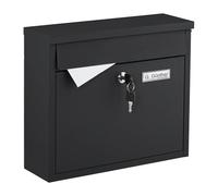 Relaxdays Cassetta della Posta a Parete, Buca Porta Lettere con Chiave e Finestrelle, Mailbox HLP: 31x36x12 cm, Nero