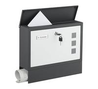 Relaxdays Cassetta della Posta con Scomparto Portagiornali, Buca Lettere Chiusa a Chiave, HLP 30x36x11 cm, Bianco Grigio, Ferro