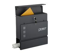 Relaxdays Cassetta della Posta con Scomparto Portagiornali, Buca Porta Lettere Chiusa a Chiave, 37x37x12 cm, Antracite