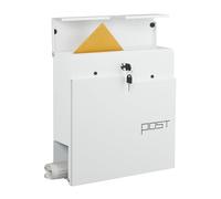 Relaxdays Cassetta della Posta con Scomparto Portagiornali, Buca Porta Lettere Chiusa a Chiave, HLP: 38x37x12 cm, Bianco, Ferro