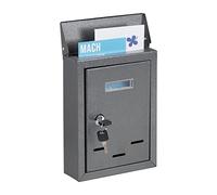 Relaxdays Cassetta della Posta con Targhetta, Metallo, 2 Chiavi, Casella Postale, Buca Lettere 26,5x19x6,5 cm, Grigio, 1 pz